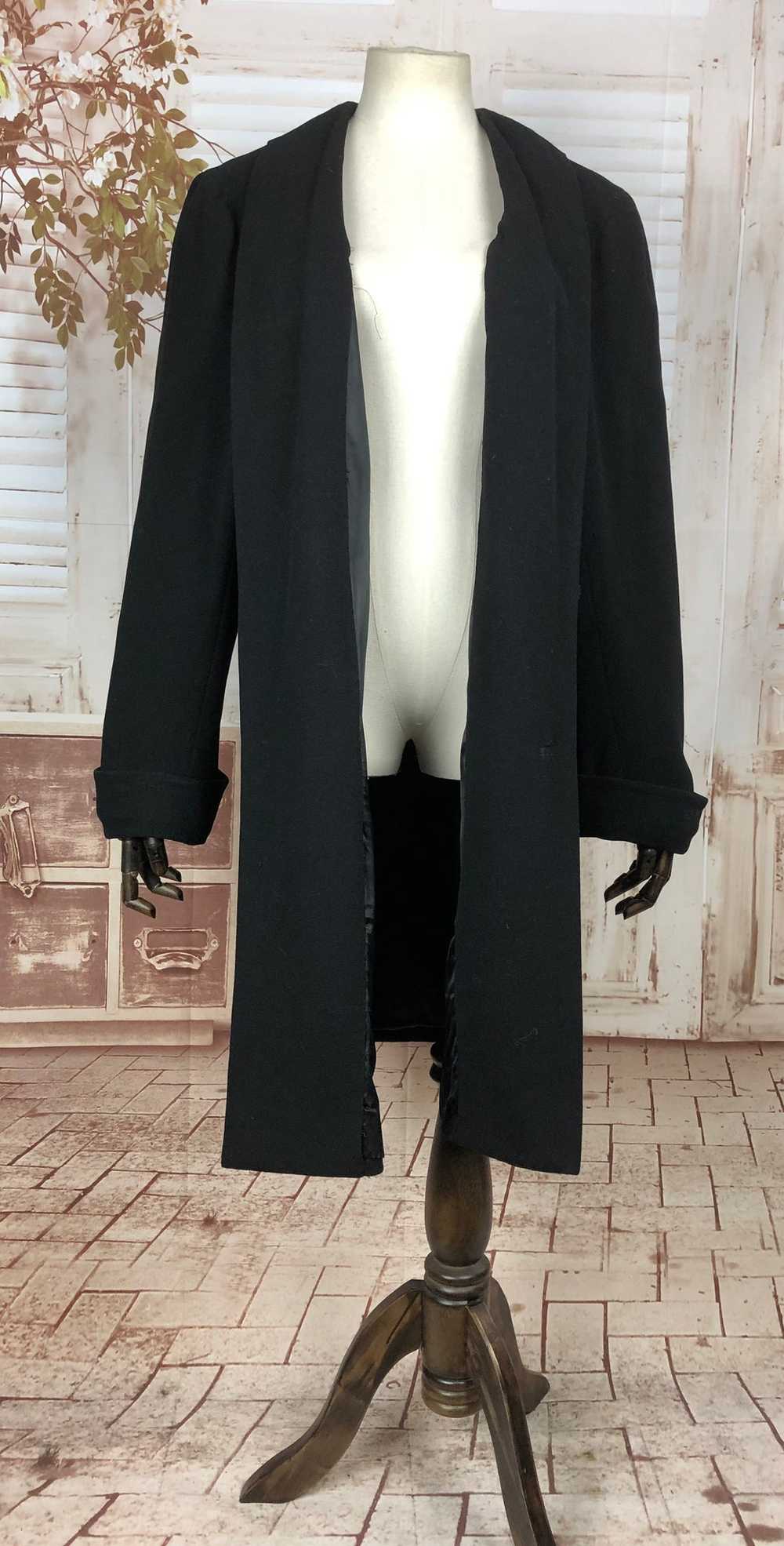 Original 1930s 30s Vintage Black Wool Coat With B… - image 8