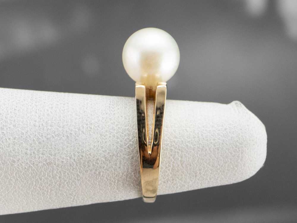 Sleek Vintage Pearl Solitaire Ring - image 10