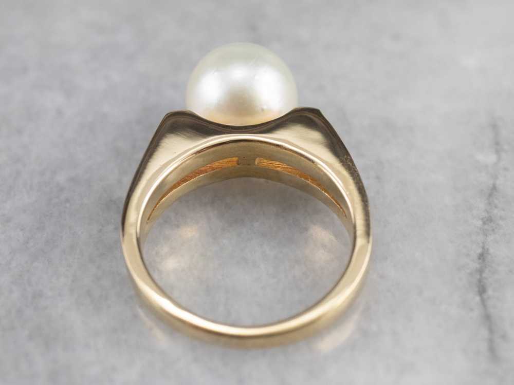 Sleek Vintage Pearl Solitaire Ring - image 5