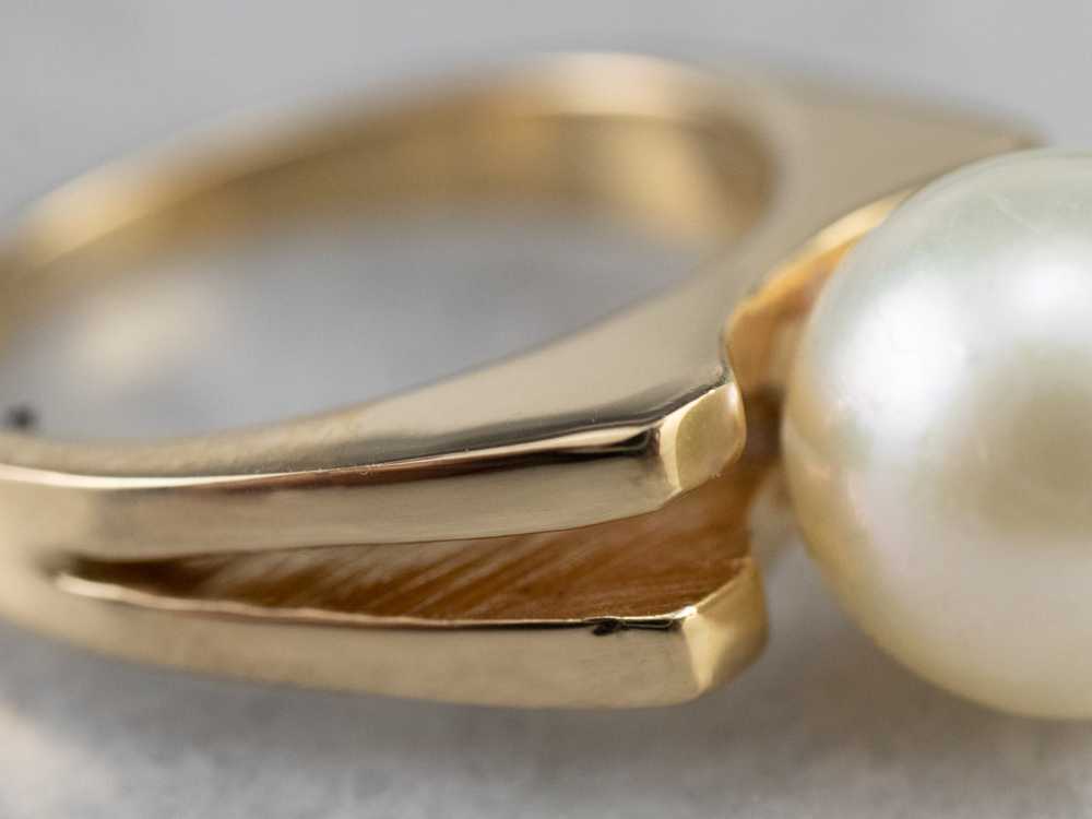 Sleek Vintage Pearl Solitaire Ring - image 6