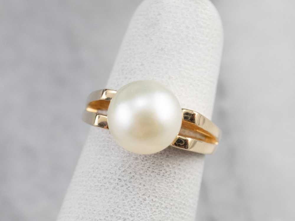 Sleek Vintage Pearl Solitaire Ring - image 8