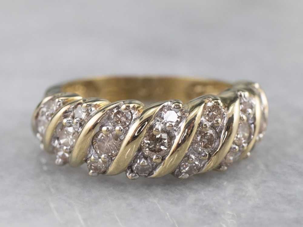 Vintage Gold Diamond Cocktail Ring - image 1