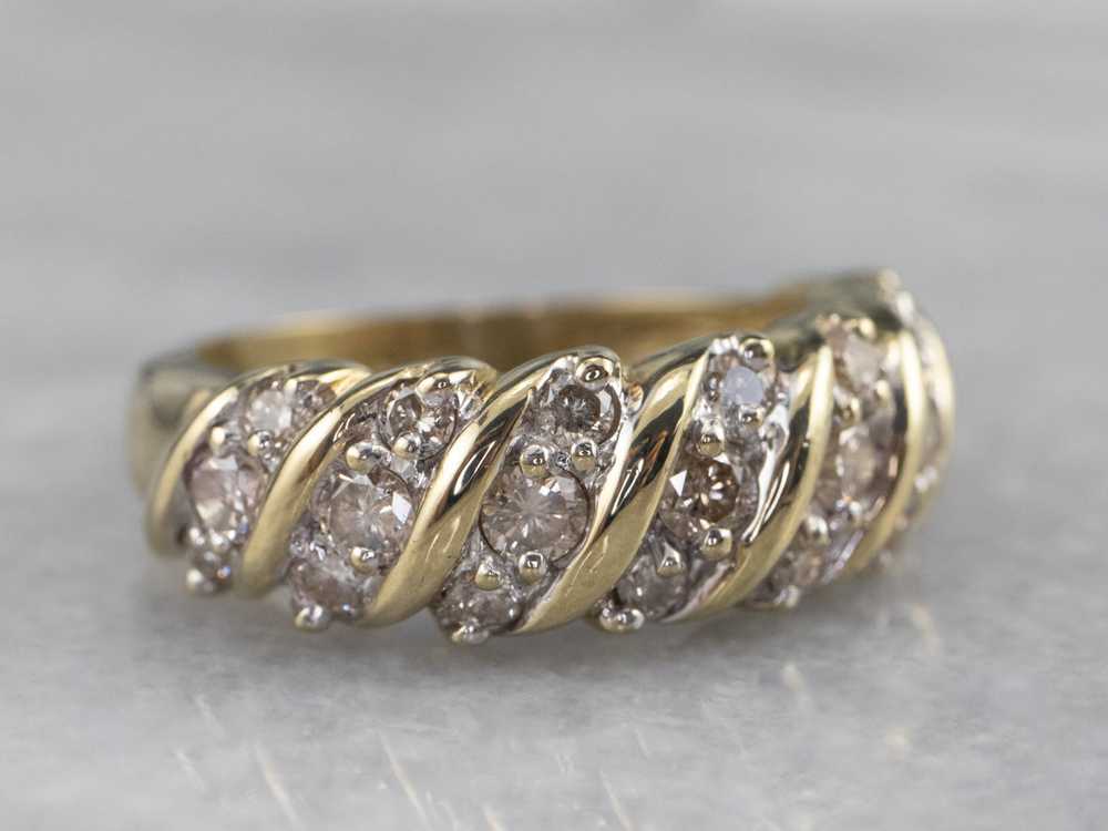 Vintage Gold Diamond Cocktail Ring - image 2