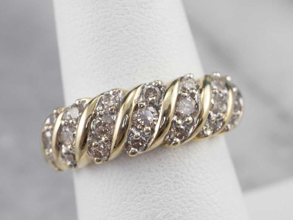 Vintage Gold Diamond Cocktail Ring - image 7