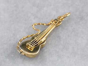 Vintage Yellow Gold Guitar Charm - image 1