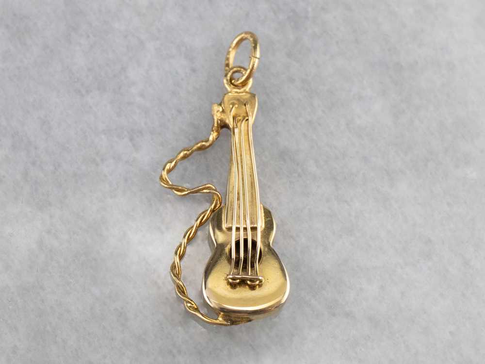 Vintage Yellow Gold Guitar Charm - image 2