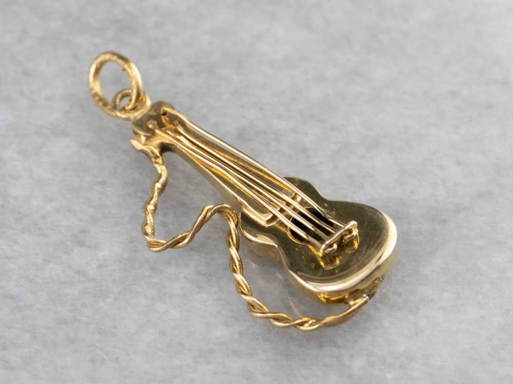 Vintage Yellow Gold Guitar Charm - image 3