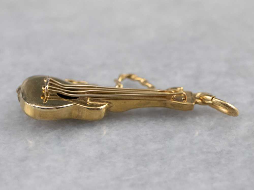 Vintage Yellow Gold Guitar Charm - image 4