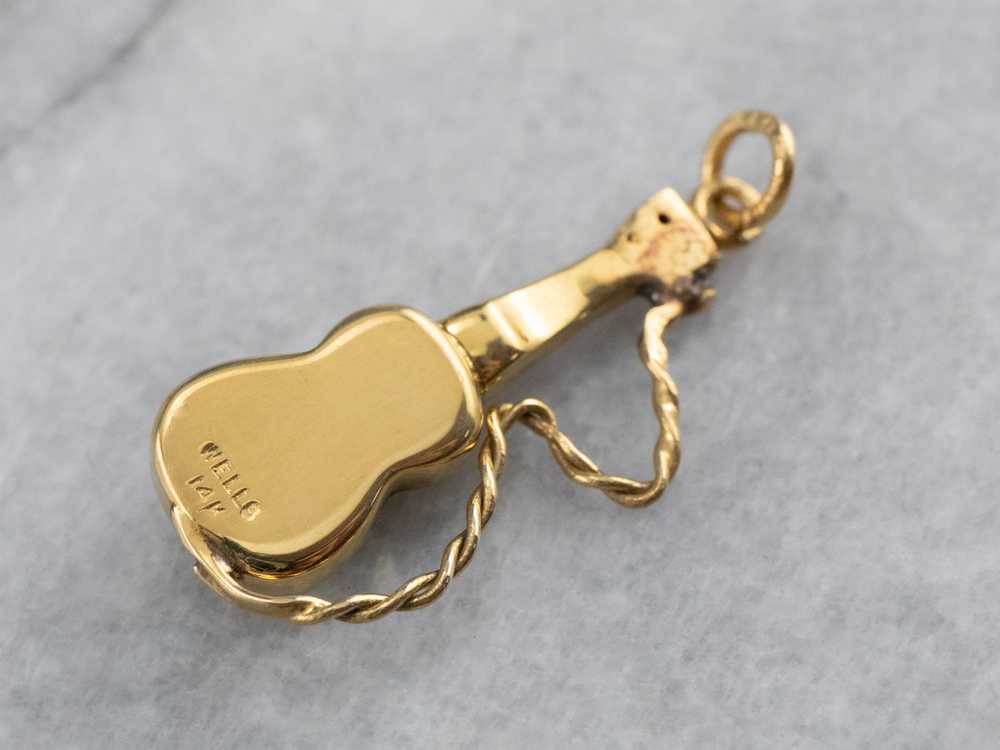 Vintage Yellow Gold Guitar Charm - image 5