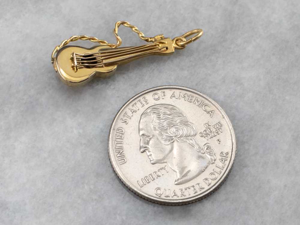 Vintage Yellow Gold Guitar Charm - image 7