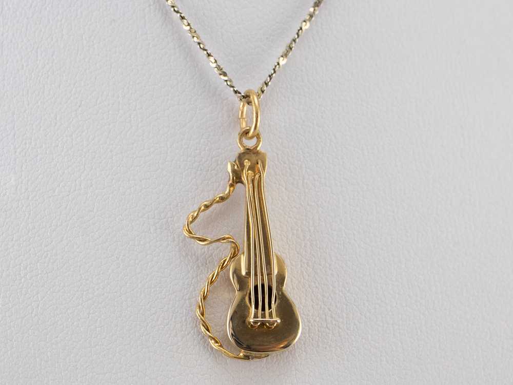 Vintage Yellow Gold Guitar Charm - image 8