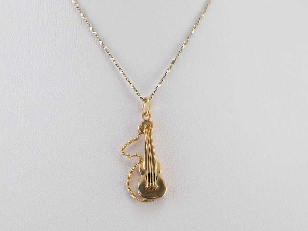 Vintage Yellow Gold Guitar Charm - image 9