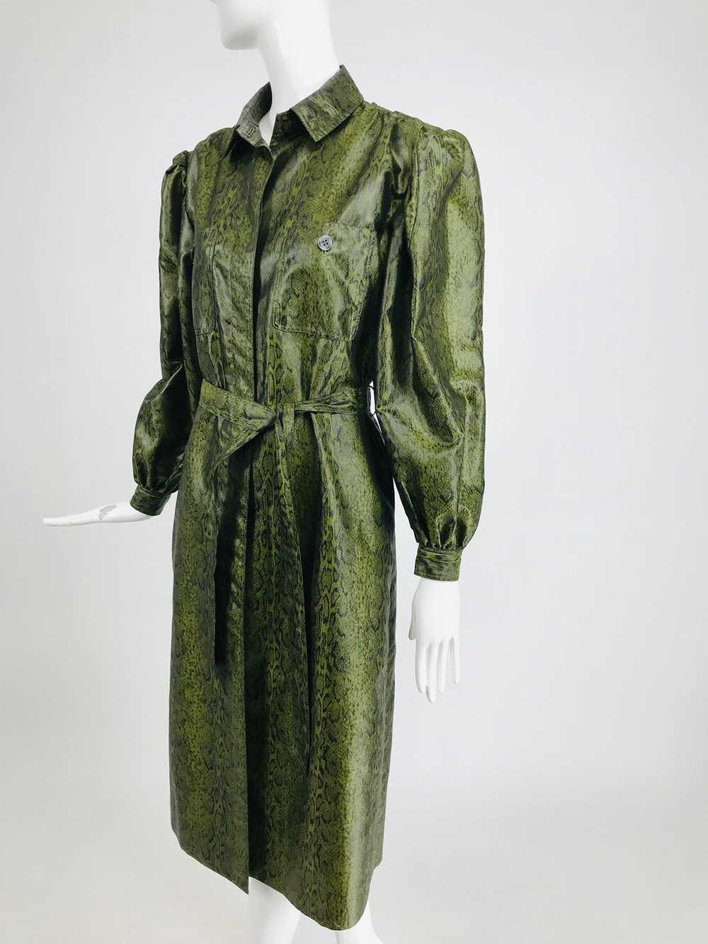 Adolfo Green Silk Textured Nylon Snakeskin Print … - image 3
