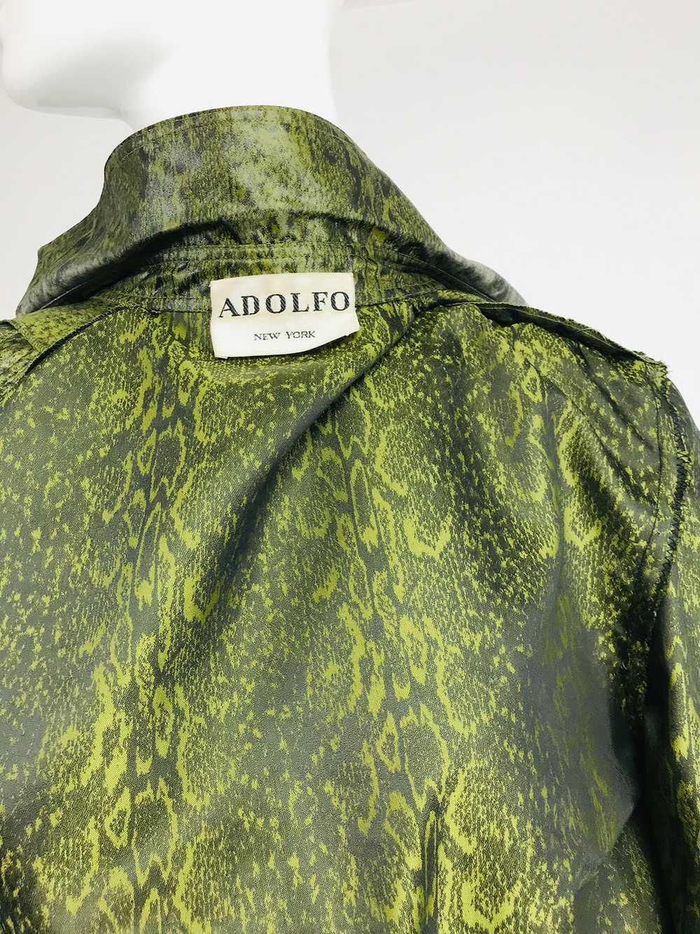Adolfo Green Silk Textured Nylon Snakeskin Print … - image 8