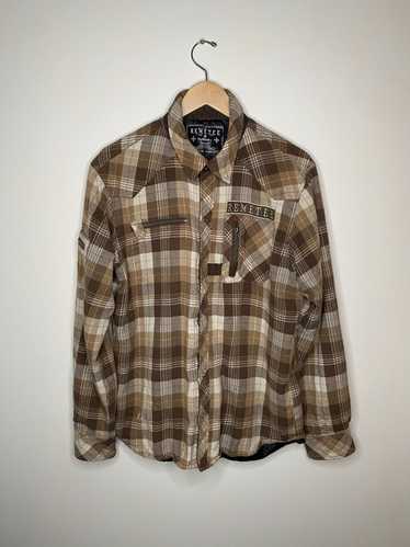 Vintage Remetee trademark button flannel Size L