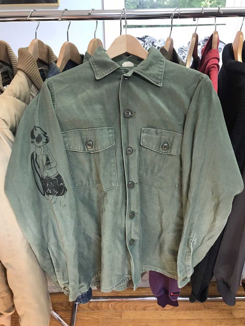 Military × Vintage Vintage og107 shirt with graph… - image 1