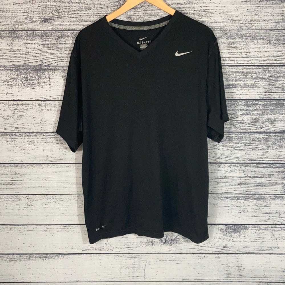 Nike Nike Dri- Fit Black V-Kneck Tee Shirt - image 1