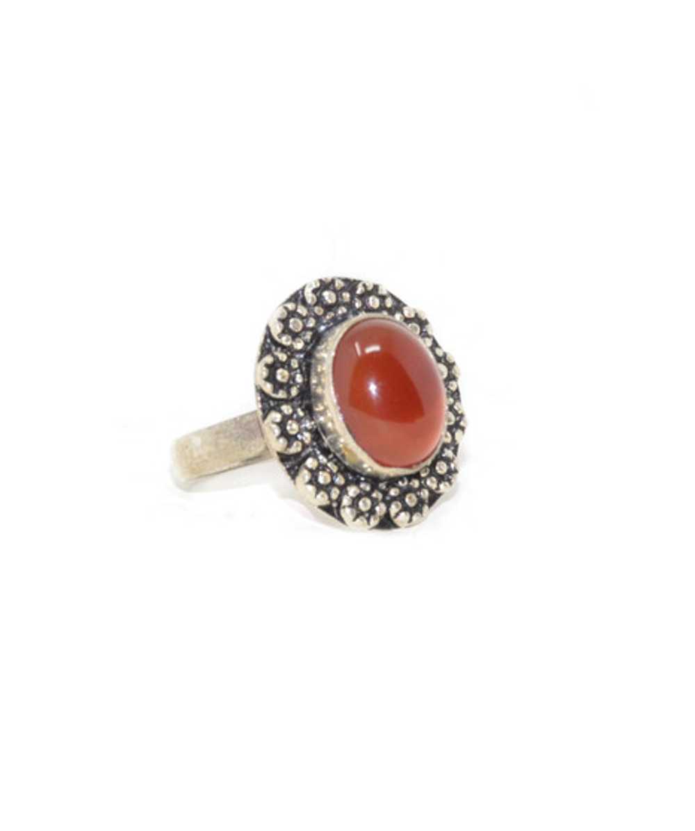 925 Sterling Silver Amber Floral Crown Ring - image 1