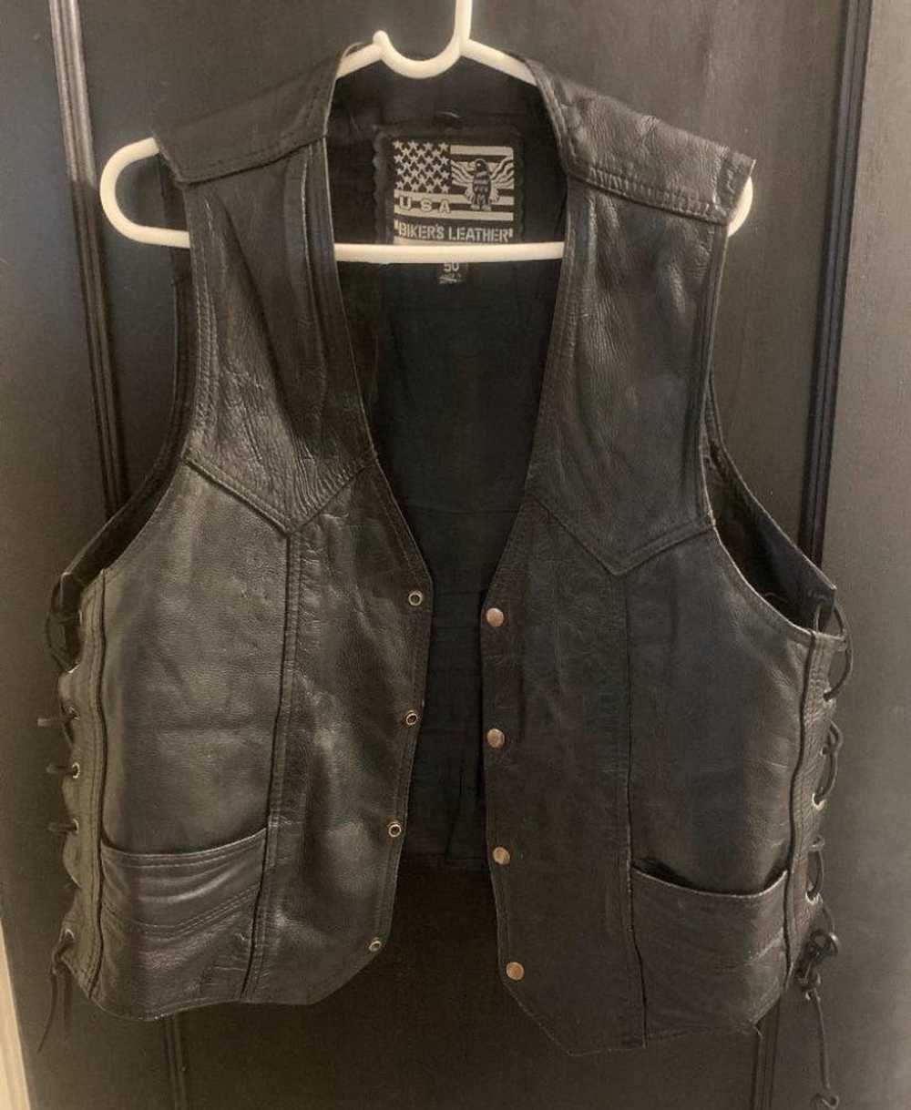 Vintage Vintage Leather Biker Vest - image 1