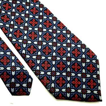 Henry Grethel Henry Grethel Silk Tie Blue Red Geom