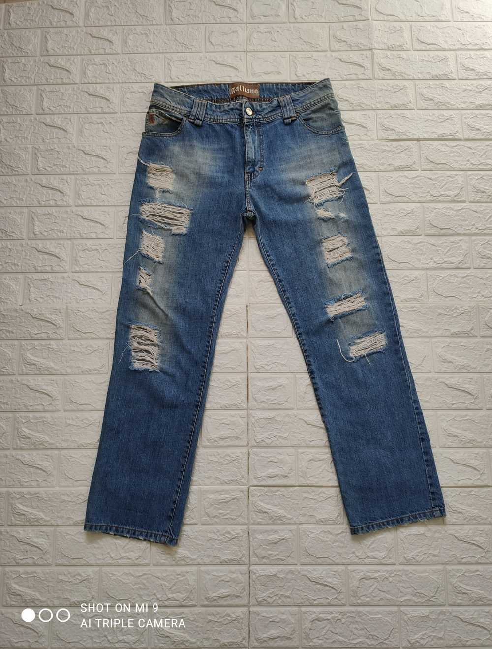 John Galliano Galliano blue ripped Italian jeans - image 1