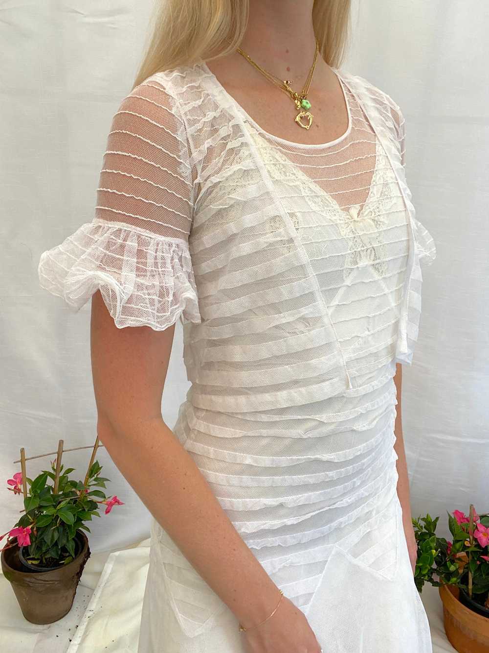 1920's White Net Dress with Matching Jacket - image 5