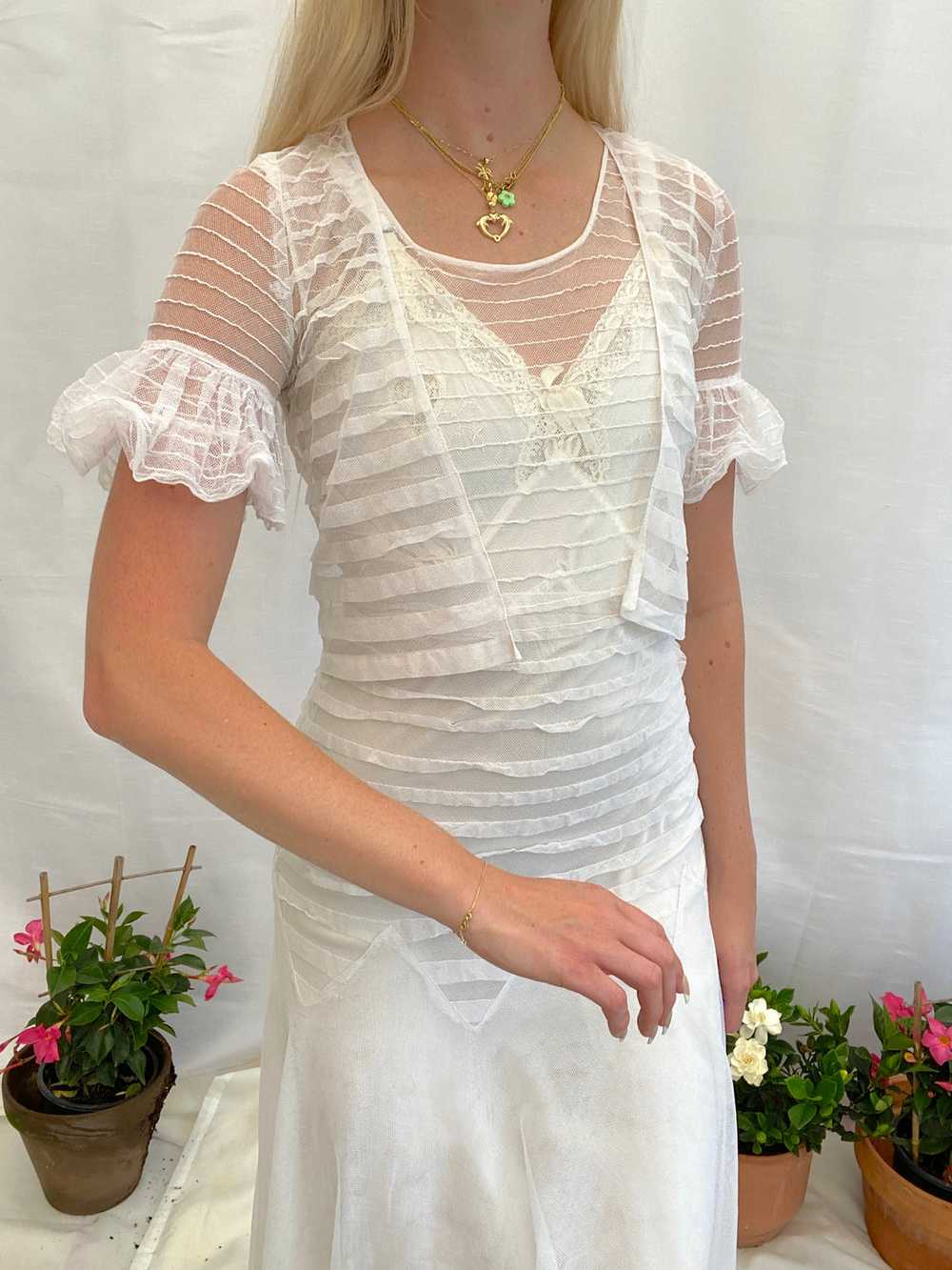 1920's White Net Dress with Matching Jacket - image 6