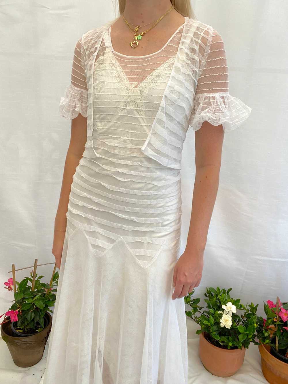 1920's White Net Dress with Matching Jacket - image 9