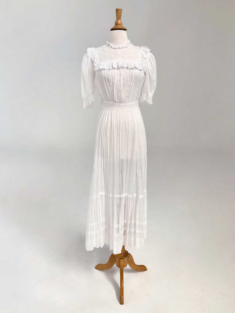 Victorian White Cotton Dress - image 2