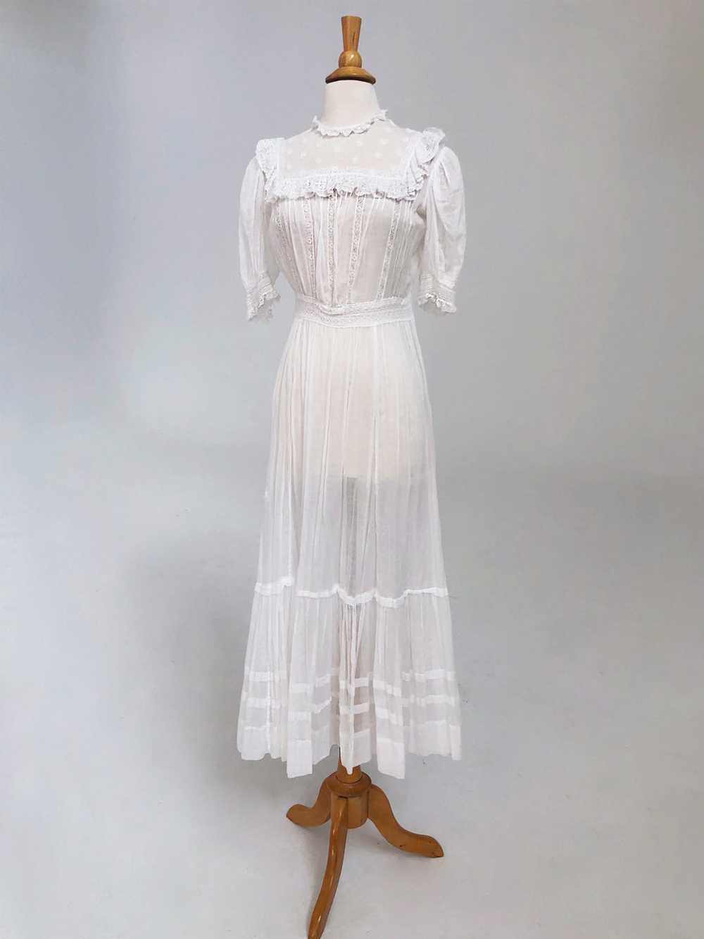 Victorian White Cotton Dress - image 5