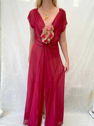 Scarlet Red Chiffon Open Front Dress - image 1