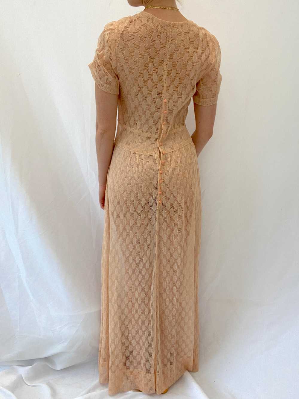 1940's Pink Polka Dot Net Gown with Sweetheart Ne… - image 7