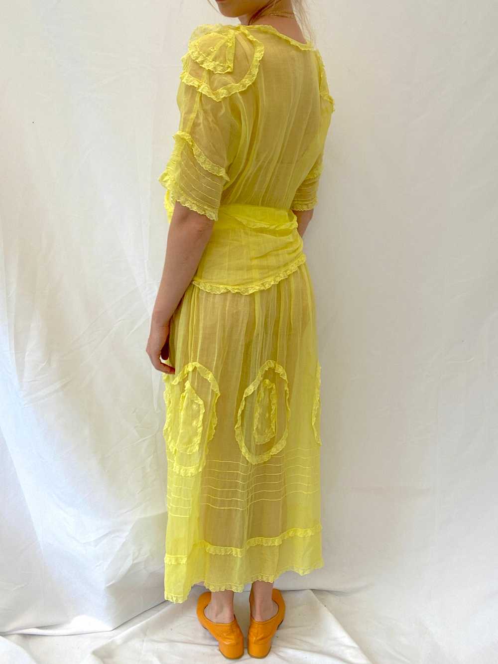 Hand Dyed Yellow Edwardian Organza Dress - image 6