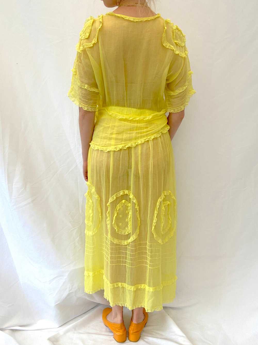 Hand Dyed Yellow Edwardian Organza Dress - image 9