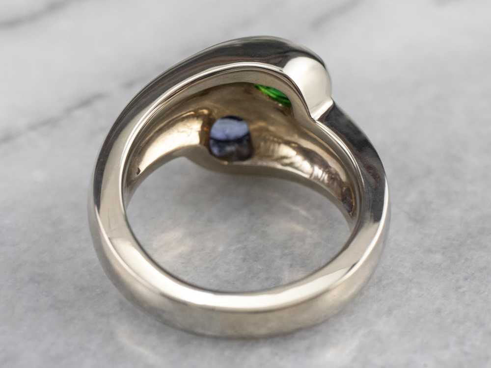 Modernist Sapphire and Tsavorite Garnet Ring - image 5