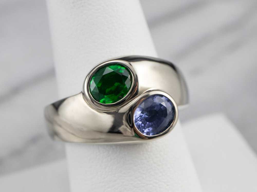 Modernist Sapphire and Tsavorite Garnet Ring - image 6
