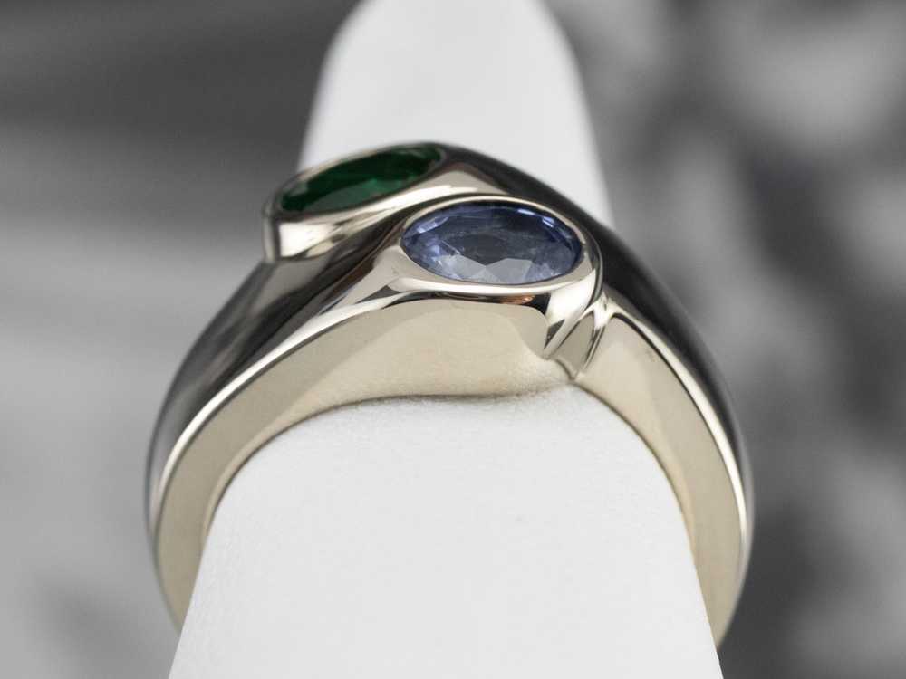 Modernist Sapphire and Tsavorite Garnet Ring - image 7