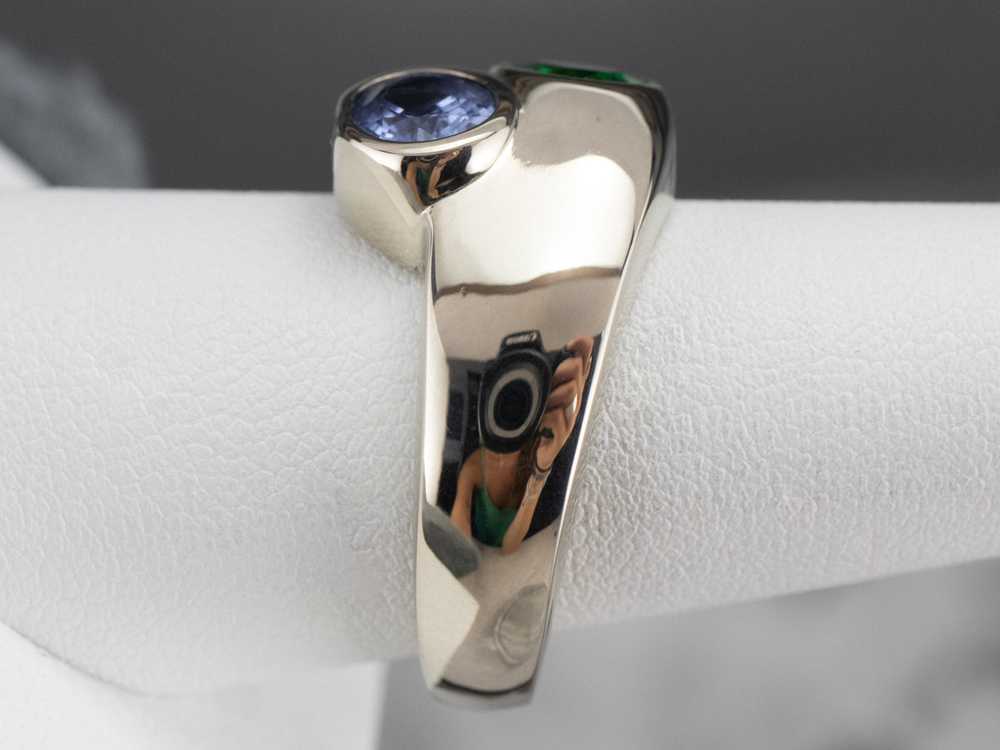 Modernist Sapphire and Tsavorite Garnet Ring - image 8