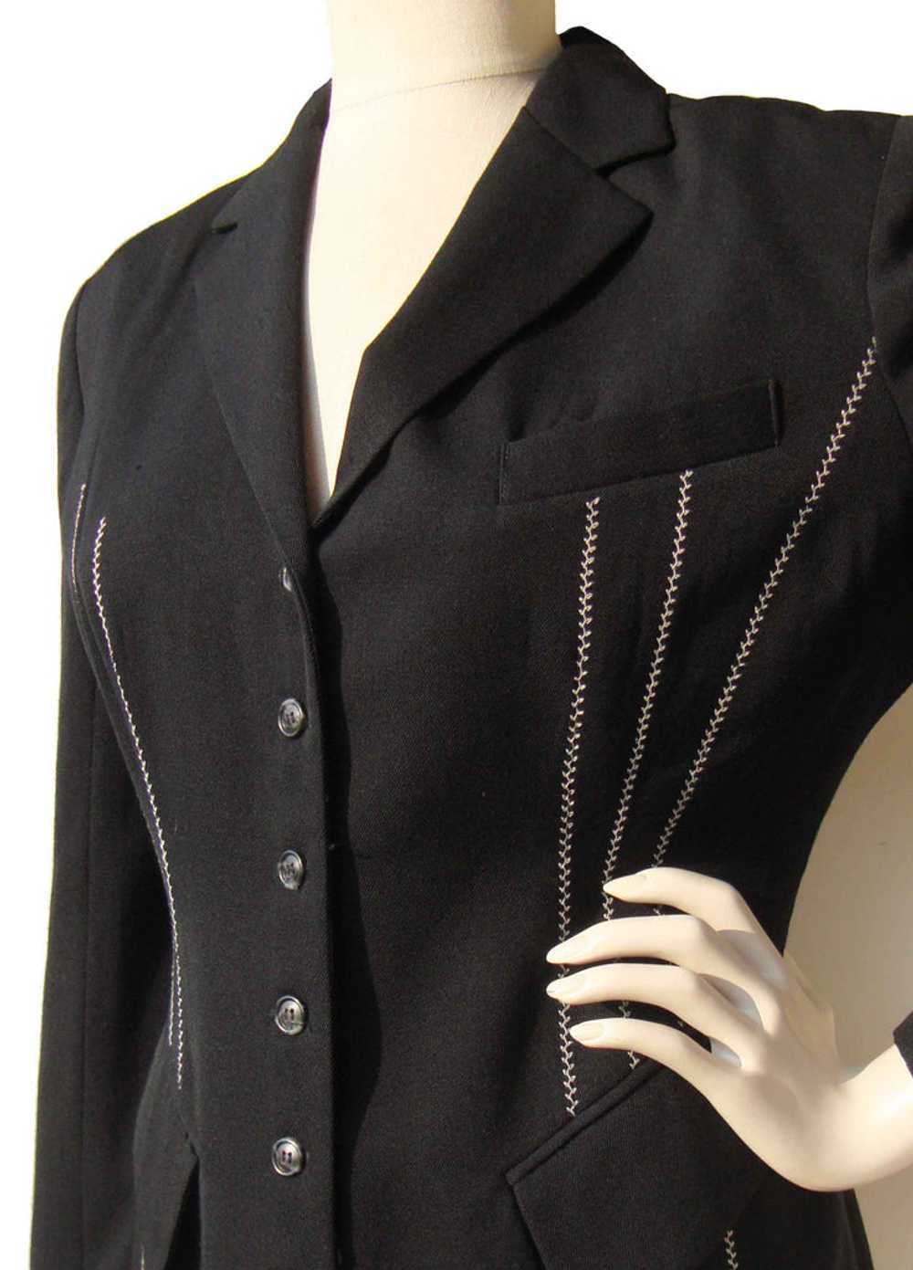 Vintage 90s Jacket Caché Black Wool Blazer M - image 3