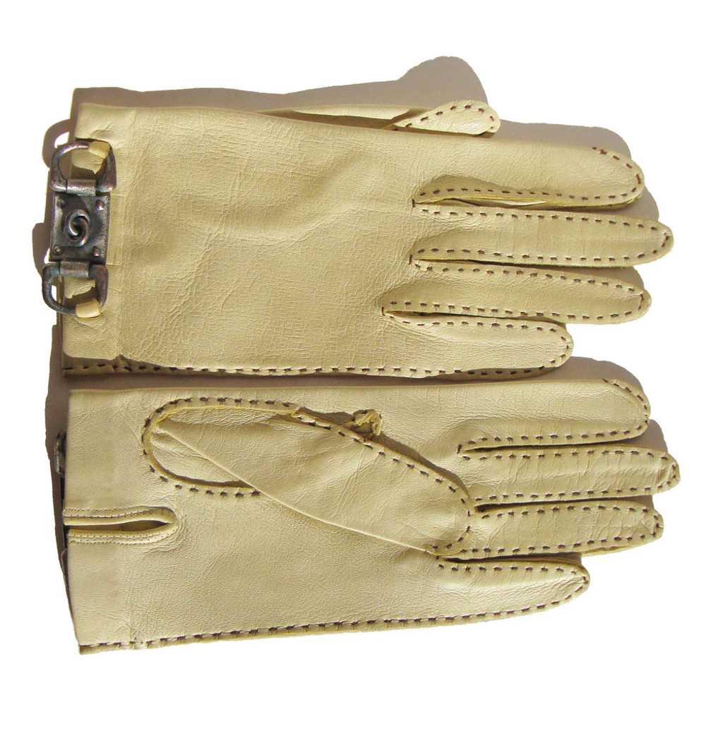 Vintage 70s Gloves Yellow Leather Driving Outdoor… - image 2