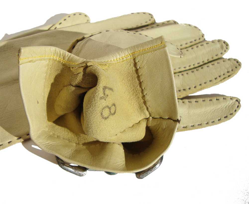 Vintage 70s Gloves Yellow Leather Driving Outdoor… - image 6