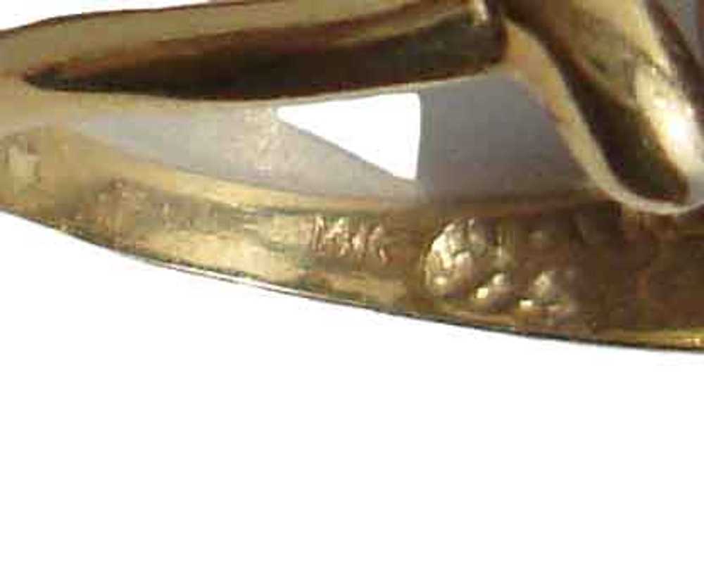 Vintage 14K Gold Tahitian Pearl Ring Black Auberg… - image 4