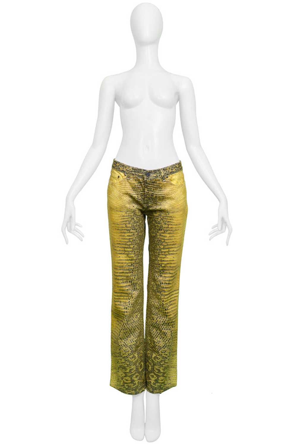 ROBERTO CAVALLI YELLOW SNAKESKIN PANTS - image 1