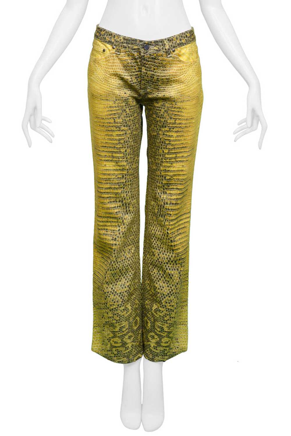 ROBERTO CAVALLI YELLOW SNAKESKIN PANTS - image 3