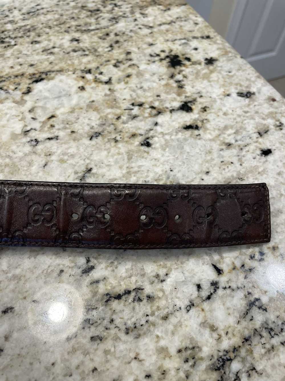 Gucci Gucci Monogram Brown Leather Belt - image 6