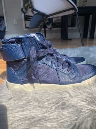 Gucci Blue Nylon Guccissima Camelot High Tops