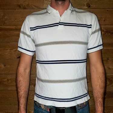 Arrow Arrow USA 1851 White Striped Polo Shirt Siz… - image 1