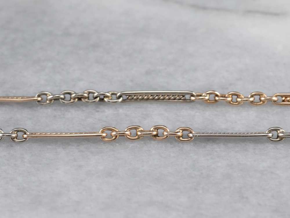 Retro Two Tone Gold Watch Chain - image 5