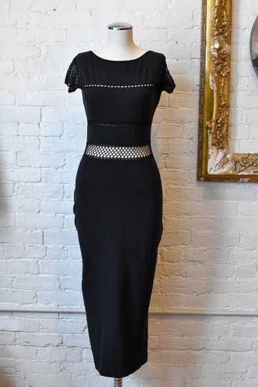 1990’s | Vivienne Tam | Black Maxi Dress with Croc