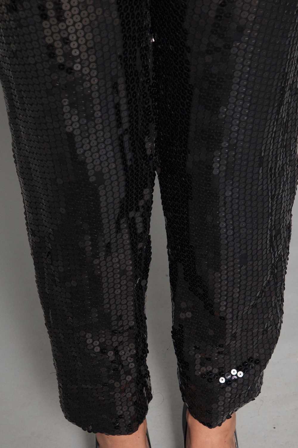 sequin jumpsuit black sequins v strap NYE vintage… - image 10